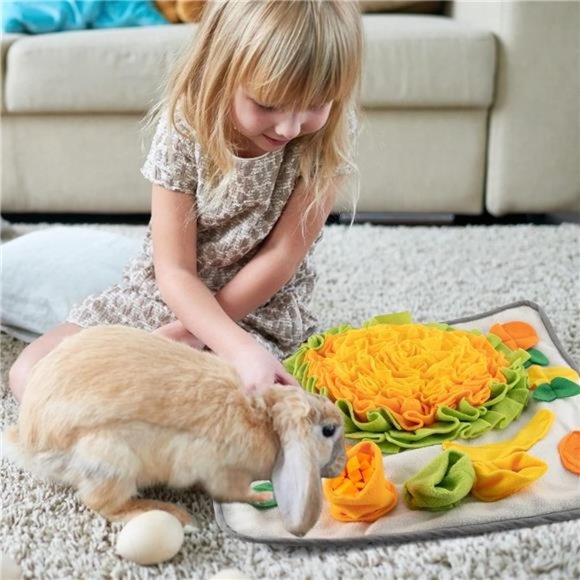 20"×20"Rabbit Foraging Mat with Fixing Handle- Machine Washable Polar Fleece Pet - Picture 4 of 7